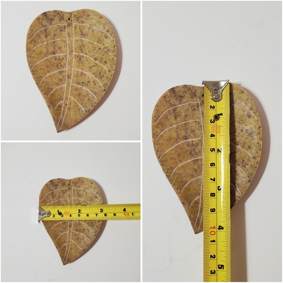 Soapstone Insense Stick Holders Carved Leaves Set of 4 Neutral - Picture 7 of 10